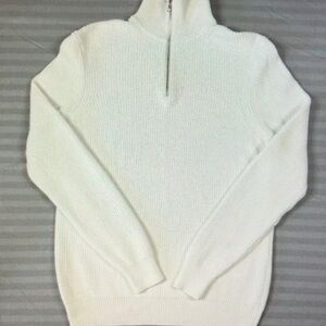 Men's White Half-Zip Sweater